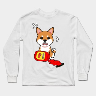 Funny orange dog spilled tomato ketchup Long Sleeve T-Shirt